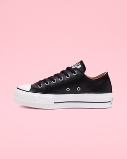 Converse Chuck Taylor All Star Leather Női Platform Fekete/Fehér | WHNIVLX-HU